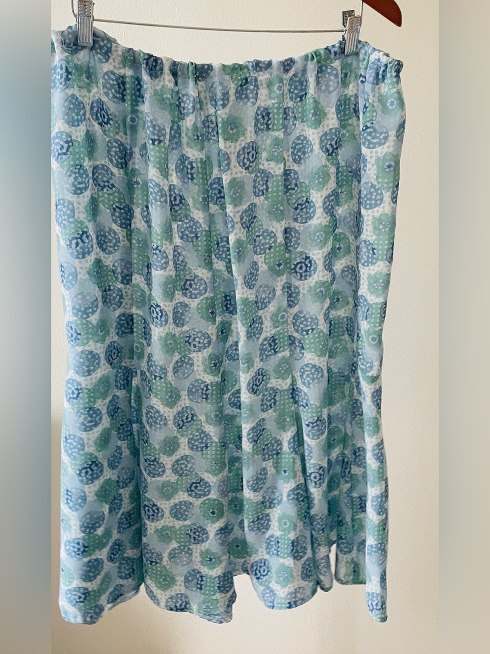 Women’s Two Piece Light Blue & Green Printed Top and Flowy Skirt Set XXL - Picture 5 of 6